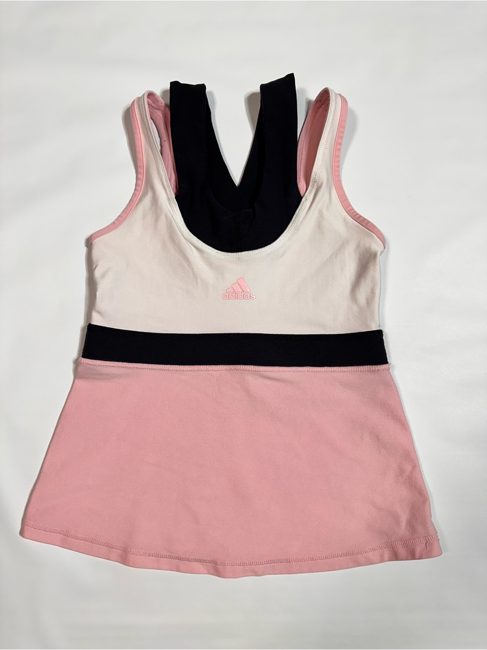 adidas Pink, White & Black Girls' Racerback Tennis Dress